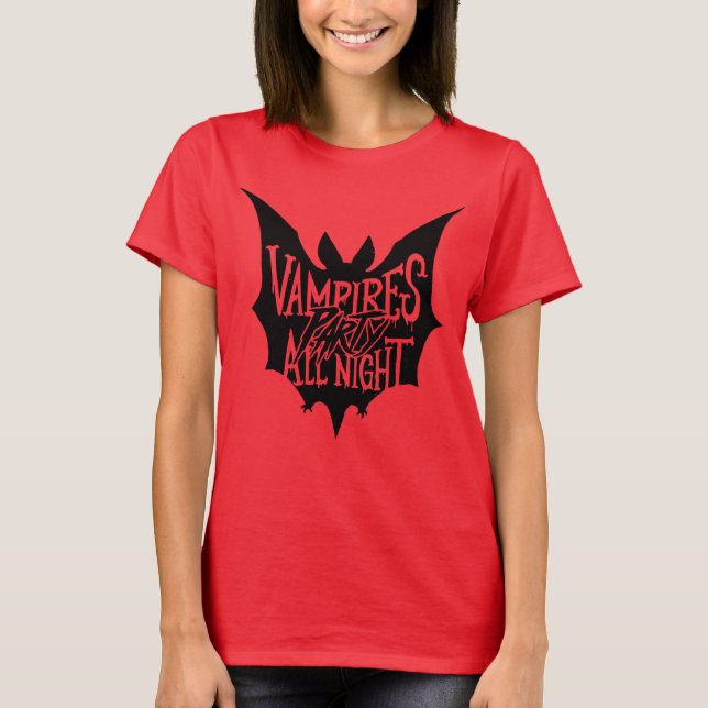 Nattlig Glädje: Vampyrens Halloween-fest T Shirt (Framsida)