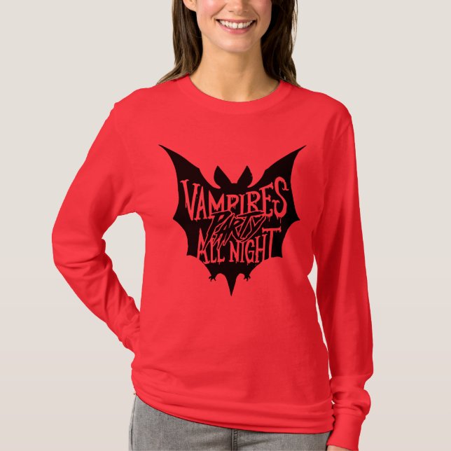 Nattlig Glädje: Vampyrens Halloween-fest T Shirt (Framsida)