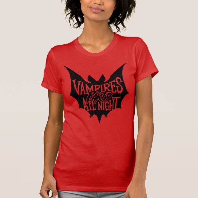 Nattlig Glädje: Vampyrens Halloween-fest T Shirt (Framsida)