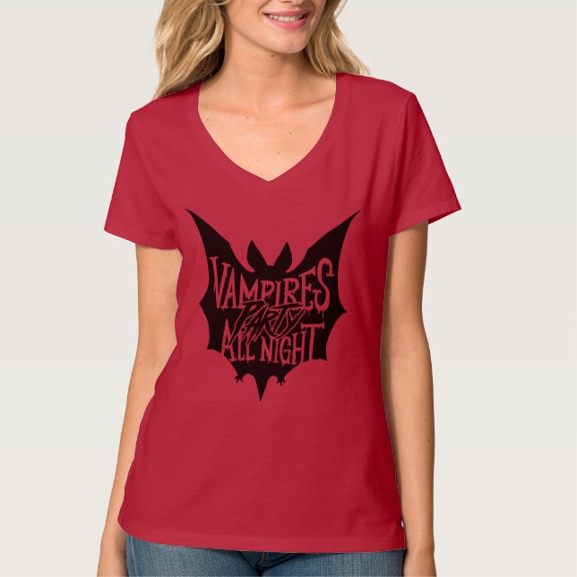 Nattlig Glädje: Vampyrens Halloween-fest T Shirt (Framsida)