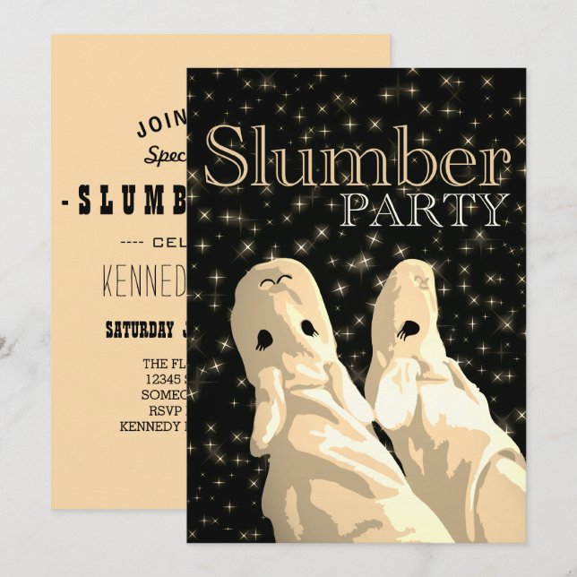 nattlig inbjudan till slumpen party (Fram/baksida)