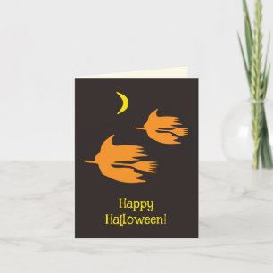 Nattlig kvasttur - Halloween vikbart kort. Helgkort