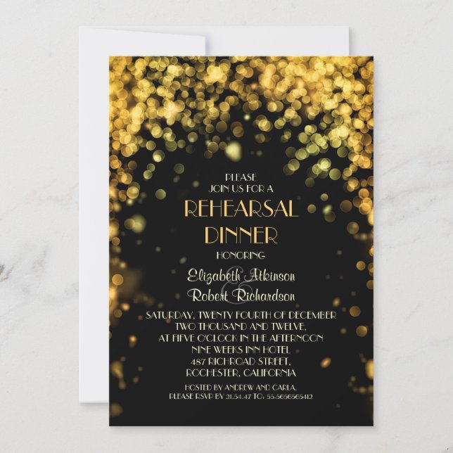 nattlig ljus svart modern repetitionsmiddag inbjudningar (Framsida)