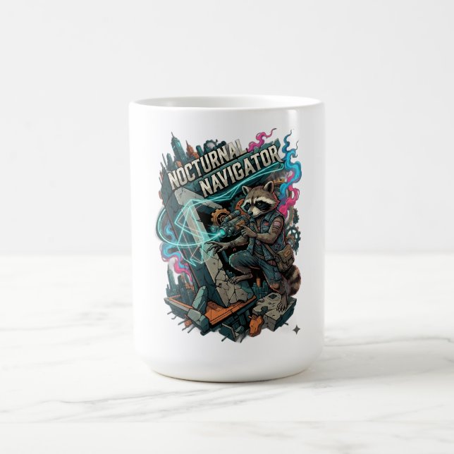 Nattlig Navigatör Tvättbjörn Långärmad Kaffemugg (Center)