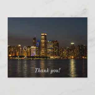 Nattlig Panorama Utsikt Chicago Tack Postkort Vykort