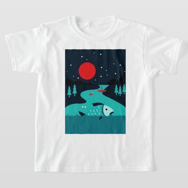 Nattlig scen av en flod t shirt (Laydown)