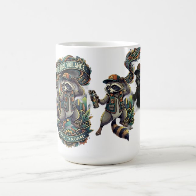 Nattlig Vakthållning Tvättbjörn Långärmad Kaffemugg (Center)