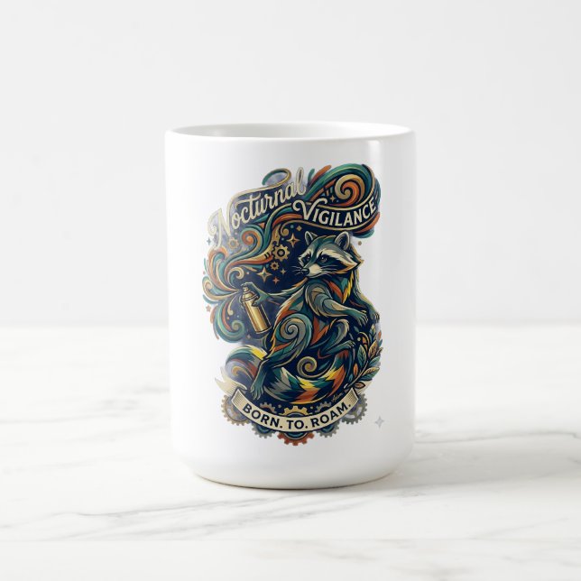 Nattlig Vakthållning Tvättbjörn Långärmad Kaffemugg (Center)