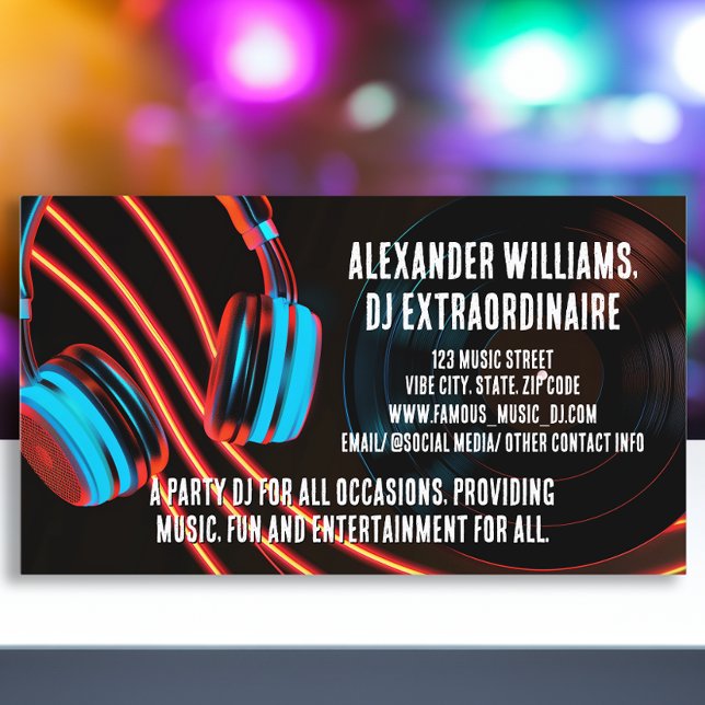 Nattljus Dj Party Musik Deejay DJs Discjockey Visitkort (deejay dj music djs party business card)