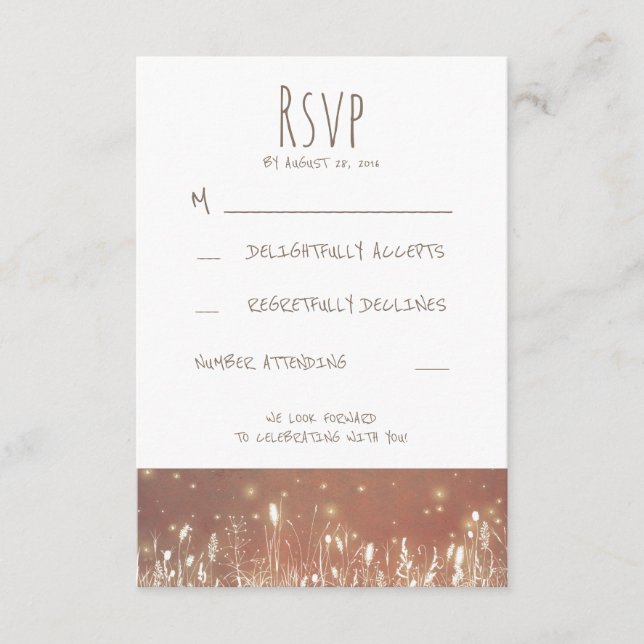 Nattljus Eldflugor Rustikt Bröllop Svar (Framsida)