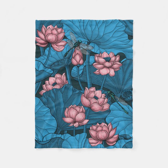 Nattlotus trädgård fleecefilt (Framsidan)