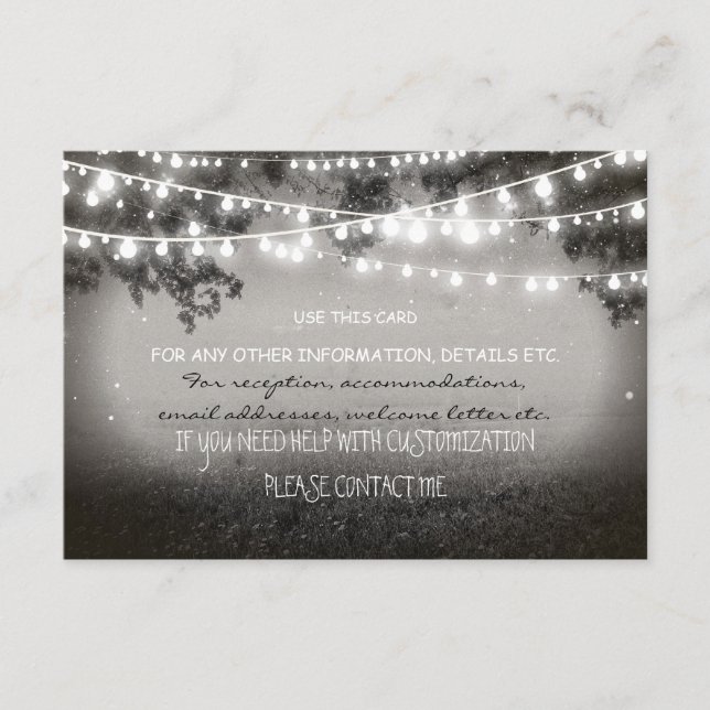 Nattlyktor bröllop-kort för all information tilläggskort (Framsida)