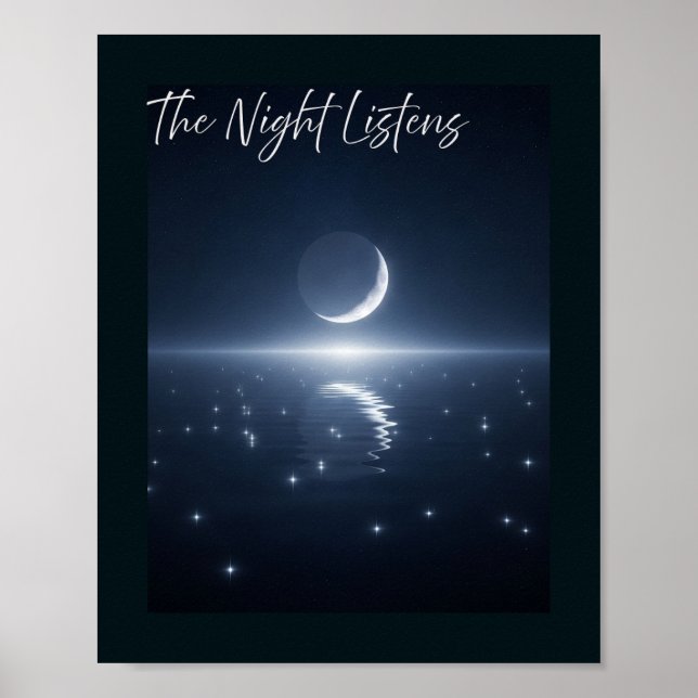 🖼️ Nattlyssnare - Crescent Måne & Star Poster (Framsidan)