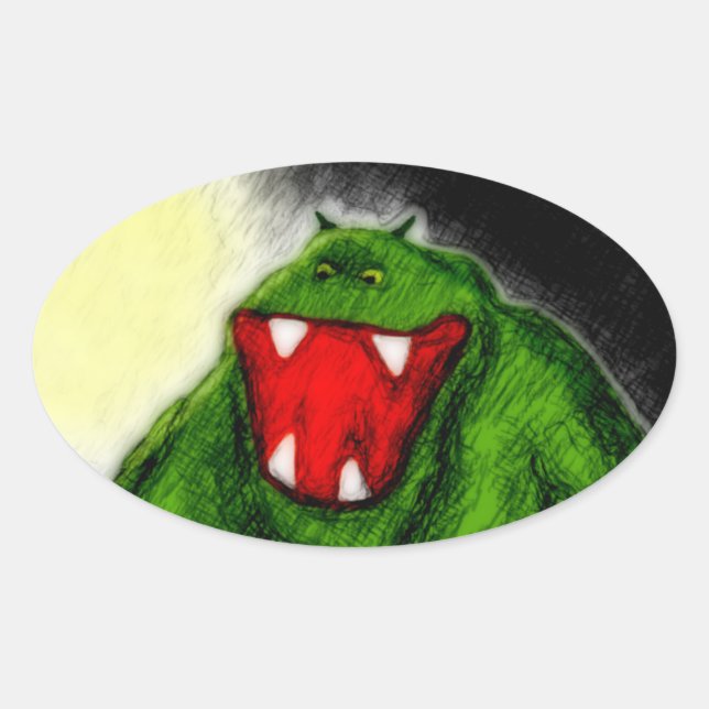Nattmonster Ovalt Klistermärke (Framsida)