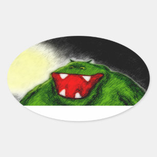 Nattmonster Ovalt Klistermärke