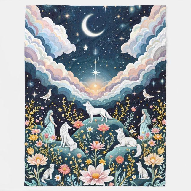 Nattmytologi - Mystical Blanket - Varg Fleecefilt (Framsidan)