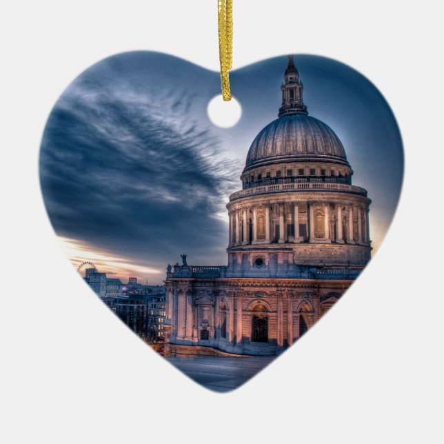 Nattnedgångar över Sts Paul domkyrka, London Julgransprydnad Keramik (Framsidan)