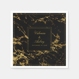 Nattor i Granite & Guld Bröllop 5 Inch Cocktail Pappersservett