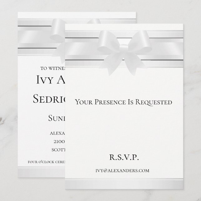 Nattor i vit satsning på formell vit inbjudan (Fram/baksida)