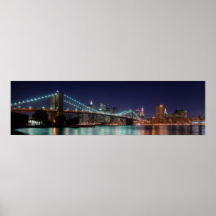 Nattpanoramat av Brooklyn överbryggar Poster