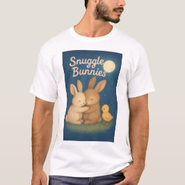 Nattplats för två tecknad stil bunnies t shirt
