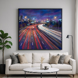 Nattrafik - Pastell Målning Stil Poster