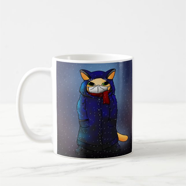 Nattraka Ansikte Mask Cat Kaffemugg (Vänster)