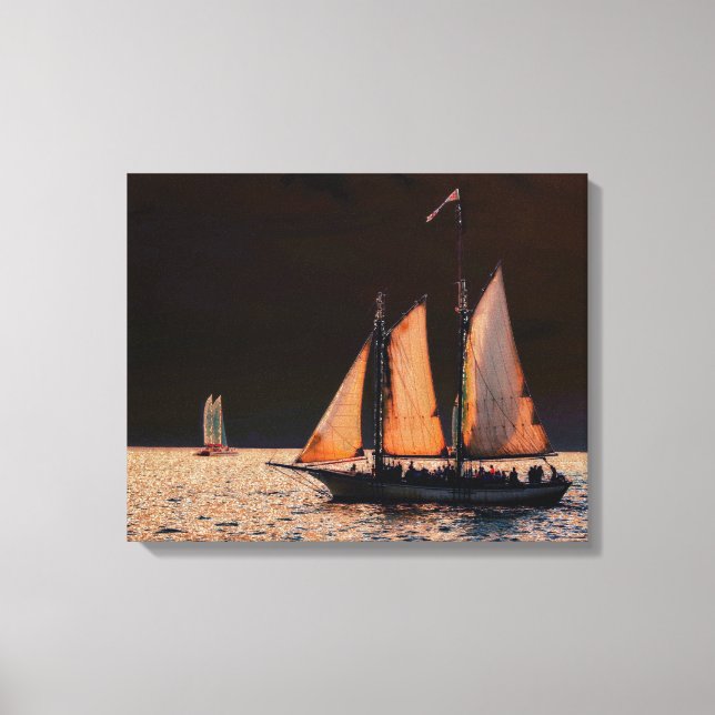 Nattsegel - Nyckel Väster, Florida Canvastryck (Framsida)