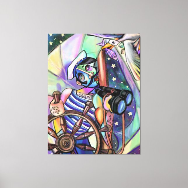 Nattsegelkapten Art Stil Original Painting Canvastryck (Framsida)