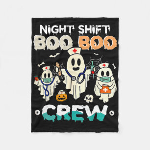 Nattskift Boo Crew Nurse Ghost Halloween Nur Fleecefilt