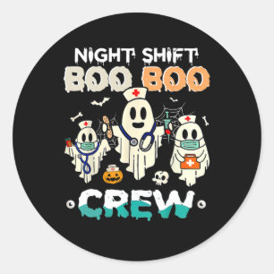 Nattskift Boo Crew Nurse Ghost Halloween Nur Runt Klistermärke