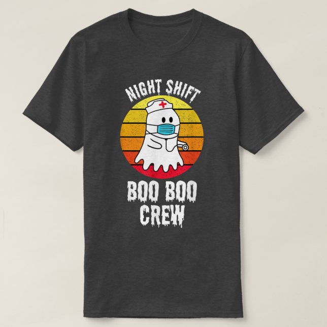 Nattskift Boo Crew Nurse Halloween för sjuksköters T Shirt (Design framsida)