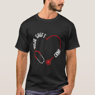 Nattskift Crna Nurse Avskrivning Stethoscope Nu T Shirt