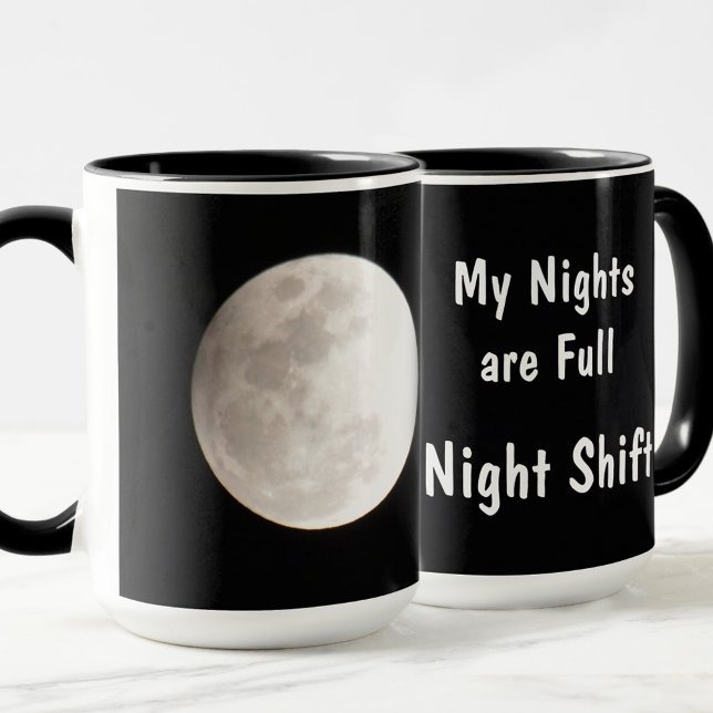 Nattskift, full moon, fotosvart mugg (Skapare uppladdad)