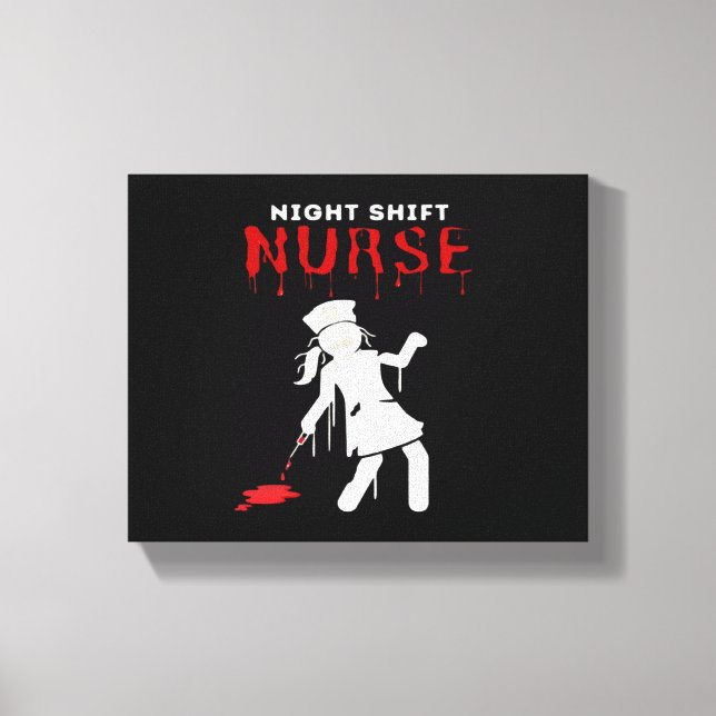 Nattskift Nurse Funny Halloween Classic T-Shirt Canvastryck (Framsida)