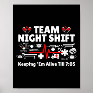 Nattskift Nurse Life Rn Lpn Cna Healthcare Heart Poster