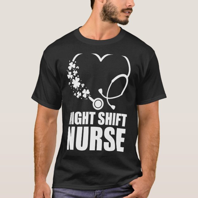 Nattskift Nurse St Patrick S Day Stethoscope Hea T Shirt (Framsida)