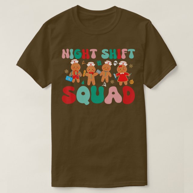 Nattskift Squad jul Nurse Gingerbröd Nurs T Shirt (Design framsida)