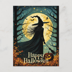 Nattskogen Halloween Witch Full Moon Vykort