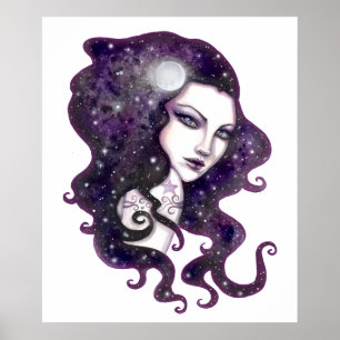 Nattskye Fantasy Woman Celestial Artwork Poster