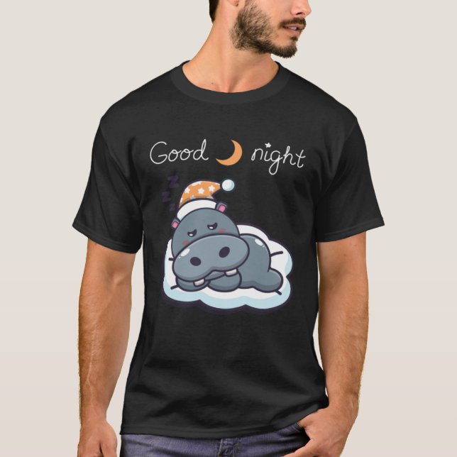 nattsömndrömmande baby hippo t shirt (Framsida)