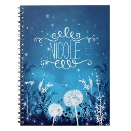 Nattstars och Foliage Blue Journal i Himlar Anteckningsbok Med Spiral