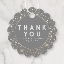 Nattstjärna Celestial Mystical Grått Tack Gåvor Etiketter