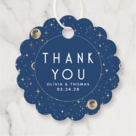 Nattstjärna Celestial Mystisk Blå Tack Gåvor Etiketter