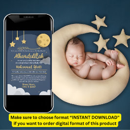 Nattstjärnblåmuslimmer pojke födelsemeddelande inbjudningar