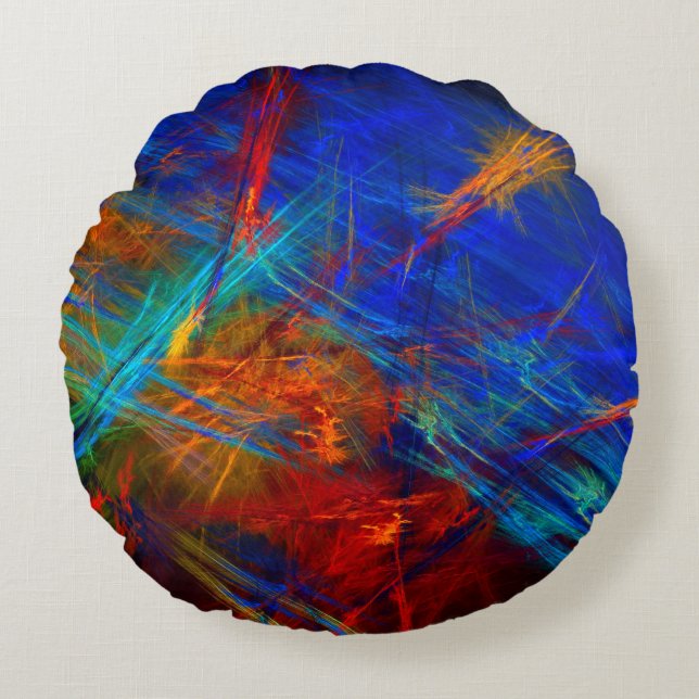 'Nattstropp' - Mysteriga Abstrakter av Färger Rund Kudde (Framsidan)