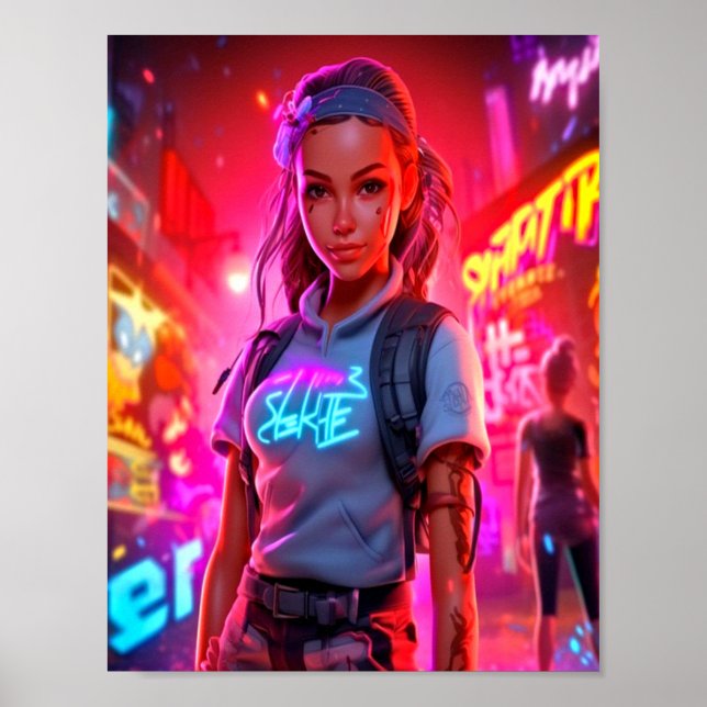 Natttid äventyr i Neo-City Poster (Framsidan)