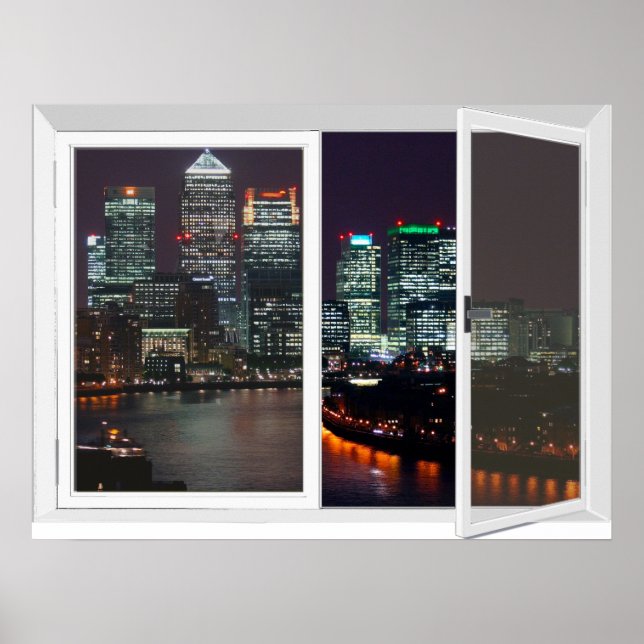 Natttid London City View Fake Window Poster (Framsidan)
