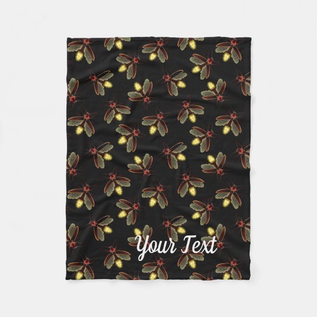 Natttid med Glowing Fireflies Fleecefilt (Framsidan)