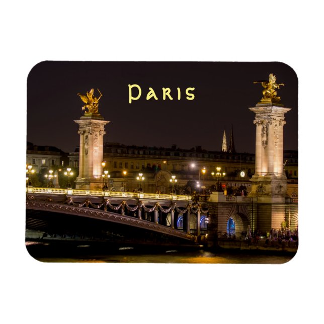 Natttid över Pont Alexandre III bridge - Paris Magnet (Horisontell)